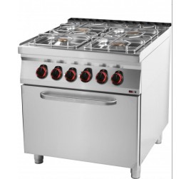 4 égőfejes RedFox gáztűzhely elektromos, statikus sütővel